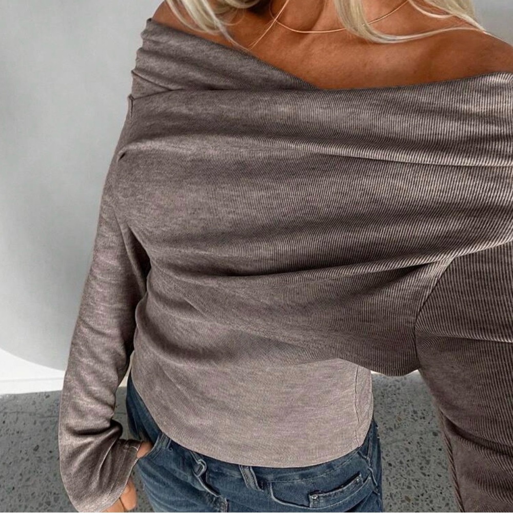 Off-Shoulder Gray ish Sweater NEVER WORN
